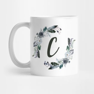 Floral Monogram C Dark Bohemian Flora Mug